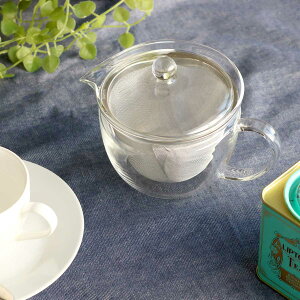 ティーポット 450ml ワイド 茶こし付き 耐熱ガラス お茶ポット ( 電子レンジ対応 紅茶ポット ストレーナー 茶こし ティーサーバー 紅茶 ガラスティーポット おしゃれ お茶用品 ティーウェア