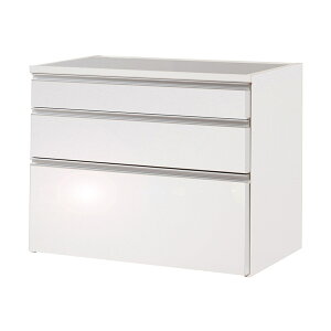 キッチンカウンター 幅110cm 艶ありタイプ ハイグロス ステンレストップ 日本製 完成品 ( 艶加工 2口コンセント 国産 キッチンボード 背面化粧 お手入れ簡単 台所 食器収納 フルスライドレー