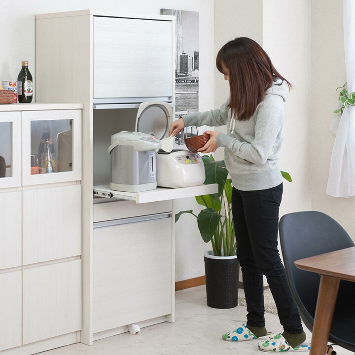 楽天市場】レンジボード 2段 扉付き ハイタイプ 家電収納  
