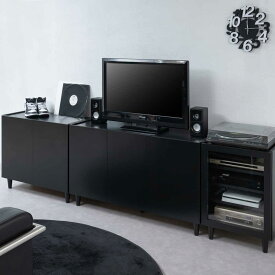 キャビネット ブラック モノトーン 日本製 完成品 （ Shadow 棚 ラック 収納 扉付 可動棚 幅80cm 幅118cm 幅49.5cm リビングボード リビング収納 食器棚 家具 配線穴 シンプル ）【39ショップ】