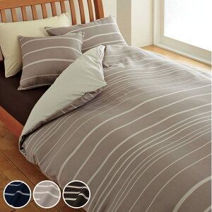 西川 掛け布団カバー ボーダー柄 mee ダブルロング 綿100% 日本製 ( ニシカワ 布団カバー かけ布団カバー 掛けふとんカバー 掛けカバー 抗菌 防縮加工 ホック式 脱着簡単 両サイドファスナ