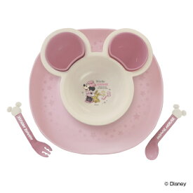 離乳食 食器 セット ミニーマウス ワンプレート プレート付 ピンク ベビー ディズニー 日本製 （ ベビー食器 スプーン フォーク 電子レンジ対応 ミニー 食器セット ミッキー ） 【39ショップ】