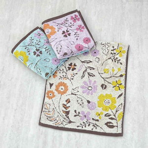 タオル ナチューラファブリカ フラウワ フェイスタオル 34×80cm ( 顔拭きタオル たおる 綿100% 吸水 花柄 ジャガード織 デイリータオル 汗拭き ふんわり 34×80 フラワー ブルー ピンク イエロ