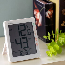 温湿度計 置き時計 デジタル温湿度計 時計付き （ 温度計 温湿計 湿度計 置時計 掛け時計 ウイルス対策 大きな文字盤 見やすい デジタル表示 快適 乾燥対策 熱中症予防 電池式 掛け 置き 両用 リビング ） 【39ショップ】