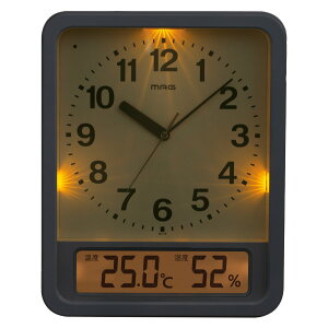 掛時計 MAG電波自動点灯置掛両用時計 ルック 電波 置き時計 夜間点灯 （ 送料無料 時計 電波時計 掛け時計 かけ時計 置時計 とけい クロック 温湿度計 ライト 点灯 掛け置き両用 温度 湿度計 