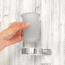 タンブラー BISK NATURA コップ ビスク （ 歯みがきコップ スタンド 壁付け ガラス ステンレス うがいコップ タンブラースタンド コップスタンド ホルダー 歯磨き ハミガキ うがい フロストガラスコップ 壁 石膏ボード用 DIY ）【39ショップ】
