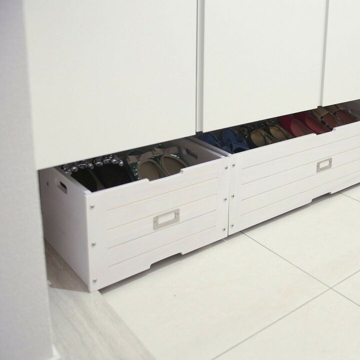 楽天市場】シューズラック 幅52cm 下駄箱下収納 木製 （ 玄関 下駄箱下 