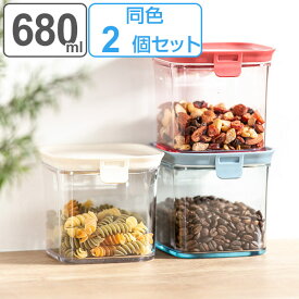 保存容器 プラスチック製 680ml Mサイズ 2個セット スタッキングできる キャニスター モデュールプラス （ ストッカー 調味料入れ シリコンパッキン 保存 容器 調味料ポット フードストッカー スクエア 角型 おしゃれ プラスチック ） 【39ショップ】