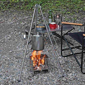 焚き火三脚 2Way キャプテンスタッグ ( 送料無料 CAPTAIN STAG トライポッド 焚き火 三脚 ステンレス アウトドア 収納バッグ付き 焚き火スタンド 焚き火台 吊り下げ 焚火 スタンド チェーン フッ