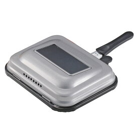 魚焼き器 IH対応 ホットグリル ガラス窓付き ロースター （ ガス火対応 魚焼きグリル フィッシュロースター 網つき 魚焼きグリルパン 魚焼きフライパン グリルパン ガラス窓付きロースター ）【39ショップ】