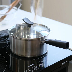 片手鍋 18cm IH対応 チーノ ステンレス製 3層底 ガラス蓋付き ( なべ お鍋 ガス火対応 オール熱源対応 ステンレス鍋 フタ付き 18センチ ステンレス製片手鍋 軽量 軽い 調理器具 キッチン用品