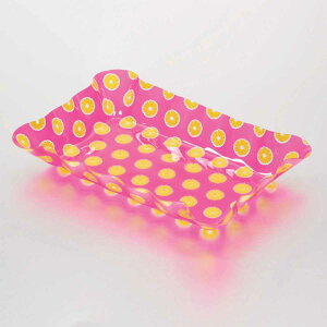 PETロングプレート ガーベラドット アレンジDECO ( プレート お皿 菓子皿 スナックプレート 小物入れ 軽い 割れにくい 柄 軽食 スナック おやつ お菓子 透明感 おしゃれ 花柄 )【39ショップ】