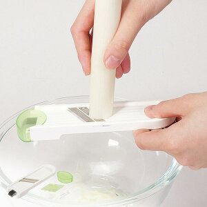 スライサー&白髪ねぎカッター ガジェコン 2wayスライサー ( 白髪ねぎ 千切り 小口切り ねぎ ネギ スライス キッチンツール せん切り器 カバー付き キッチン用品 調理器具 時短 下ごしらえ
