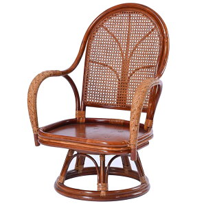 籐 回転チェア ハイバック クッション別売り 座面高28cm ( 送料無料 ラタン チェア 回転座椅子 椅子 チェアー イス いす 回転式 回る ダイニングチェア 肘掛け付き アーム付き ) 【39ショッ