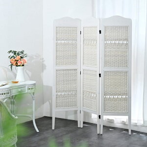 籐 スクリーン 3連 高さ160cm ラタン製 fiore ( 白家具 ラタン家具 姫系 パーテーション パーティション 衝立 目隠し 日除け ホワイトウォッシュ )【39ショップ】