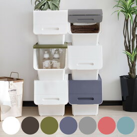 収納ボックス 前開き フロック 30 スリム 深型 幅29×奥行46×高さ31cm 4段階ストッパー （ 収納ケース 収納 おもちゃ箱 プラスチック フタ付き スタックボックス ストッカー 衣装ケース 衣類収納 収納箱 ストッカー ）【39ショップ】