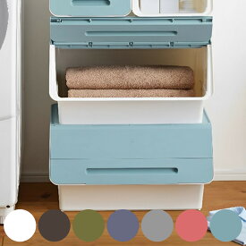 収納ボックス 前開き フロックワイド30 深型 幅57×奥行46×高さ31cm 4段階ストッパー 同色3個セット （ 収納ケース 収納 おもちゃ箱 プラスチック フタ付き ストッカー 衣装ケース 衣類収納 ）【39ショップ】