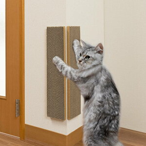 爪とぎ 吸着コーナーにも貼れる猫のつめとぎ 猫 段ボール 壁 日本製 ( ねこ ダンボール 猫用品 つめとぎ 貼って剥がせる 簡単吸着 壁用 2枚組 爪研ぎ ガリガリ 猫用 爪磨き 爪みがき ペット
