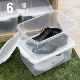 収納ケース 幅28.5×奥行40.7×高さ18.5cm フタ付き プラスチック 収納ボックス 6個セット （ 送料無料 クローゼット収納 ふた付き 収納 靴箱 靴収納 日本製 キッチンストッカー ストッカー 取っ手付き キッチン収納 ） 【39ショップ】