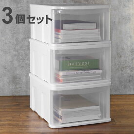 収納ケース 3個セット シンクセルト B4－F W （ 収納 引き出し プラスチック 日本製 収納ボックス 衣装ケース 衣類ケース クリア 小物 ストッカー 書類 キッチン オフィス 薬箱 ケース ボックス 衣類 小物収納 積み重ね ） 【39ショップ】