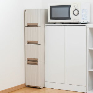 キッチンストッカー オーラ スリム 幅23.8cm 4段 ( コロ付き 日本製 プラスチック 収納ストッカー 収納ケース すき間収納 隙間収納 隙間 すき間 整理 片付け キッチン リビング 洗面所 キャス