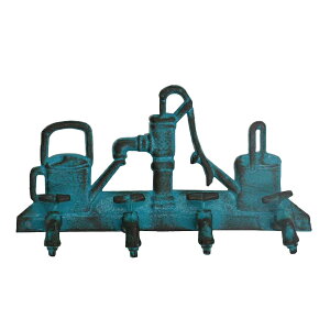 ガーデニング フック 4連 蛇口 ガーデンフック ( ガーデニング雑貨 園芸 エクステリア ガーデン 庭 玄関 看板 プランター インテリア雑貨 オーナメント 雑貨 アンティーク風 鉄鋳物製 ) 【3