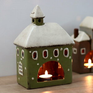 オブジェ Candle house 29213 ( キャンドルホルダー キャンドルスタンド キャンドルハウス 家 お家 ハウス 陶器 キャンドル ろうそく スタンド 置き物 ガーデン 雑貨 インテリア ロウソク立て ろ