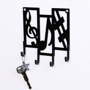 キーフック 音符 ( 鍵 収納 玄関 壁掛け フック 壁掛けフック ウォールフック 壁掛けキーフック 鍵掛け おしゃれ 4連 インテリア雑貨 キー 小物 アクセサリー ネックレス 腕時計 雑貨 玄関収