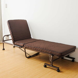 折りたたみベッド 幅65cm 14段階リクライニング コンパクト ( シングル リクライニングベッド 折りたたみ ベッド ベット パイプベッド 2つ折り 布団干し 高反発 マットレス キャスター付き