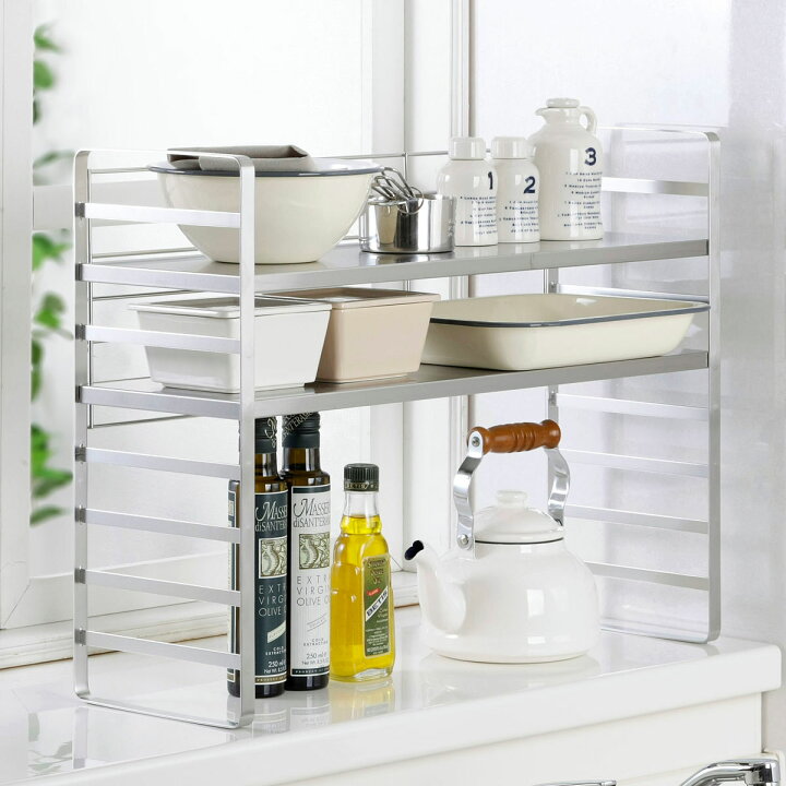 キッチンラック 幅60cm オールステンレス 頑丈 出窓ラック （ 調味料ラック スパイスラック 調味料棚 棚 ラック シェルフ 可動棚 カウンター上  オープンラック トースターラック レンジラック 家電ラック キッチン収納 ）【39ショップ】 | インテリアパレット WAIT FLY サクラ磁器キッチン用品ホルダー 底付き 食器収納 オーガナイザー 調理台 キッチンカウンター装飾用