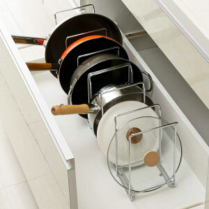 フライパンラック タテ ヨコ 両用 2個組 ( フライパンスタンド キッチンラック 鍋 蓋 収納 スチールラック 日本製 縦置き 横置き 引出し 扉内 シンク下収納 鍋蓋 フタ )【39ショップ】