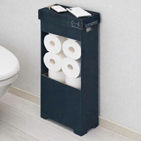 トイレ収納 物が置ける トイレットロール箱 クロネコ 日本製 （ トイレットペーパー トイレ 収納 ストッカー トイレラック 段ボール スリム 軽量 トイレットペーパーラック 棚 ラック ペーパー収納 ストック 小物置き 収納棚 ）【39ショップ】