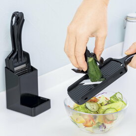 ミニ調理器セット 5点セット プログレード スタンド付き 千切り器 スライサー 日本製 （ 千切り おろし器 スライス 安全ホルダー 指ガード おろし金 大根おろし 細切り 調理小道具 下ごしらえ用品 キッチン用品 キッチンツール ）【39ショップ】