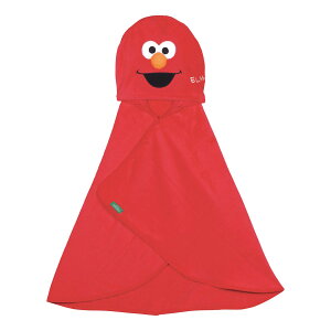 タオル 吸水速乾フード付き バスポンチョ エルモ ( バスタオル ポンチョ 湯上り 吸水 速乾 お風呂 キッズ セサミストリート バスローブ フード付 マイクロファイバー お風呂上り )【39ショ