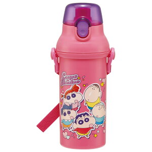 水筒 480ml 抗菌直飲プラボトル クレしん25 ( クレヨンしんちゃん 子供用 抗菌 プラスチック製 ダイレクトボトル 直飲み ワンタッチ 日本製 抗菌加工 AG 銀 ショルダーベルト付き 広口 軽量 ボ
