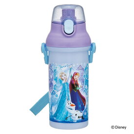 水筒 480ml 抗菌直飲プラボトル アナと雪の女王25 （ アナと雪の女王 子供用 抗菌 プラスチック製 ダイレクトボトル 直飲み ワンタッチ 日本製 抗菌加工 AG 銀 ショルダーベルト付き 広口 軽量 ボトル ワンプッシュ ）【39ショップ】