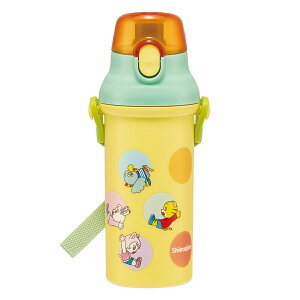 水筒 480ml 抗菌直飲プラボトル しまじろうdots ( しまじろう 子供用 抗菌 プラスチック製 ダイレクトボトル 直飲み ワンタッチ 日本製 抗菌加工 AG 銀 ショルダーベルト付き 広口 軽量 ボトル