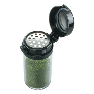 調味料入れ 220ml ステンパンチ穴ふりかけケース ブラック ( 調味料ボトル 調味料容器 調味料ケース 穴あき 調味料いれ 卓上 ワンプッシュ式 粉ふり スパイスボトル スパイス ) 【39ショッ