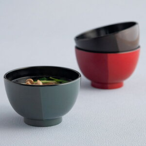 汁椀 350ml 山中塗 MUSUBI 塗分け 内黒 ( 食洗機対応 電子レンジ対応 日本製 お椀 椀 プラスチック製 軽い 割れにくい 持ち運び 子ども お年寄り おしゃれ )【39ショップ】