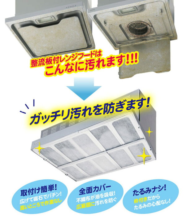 楽天市場】レンジフードカバー 2枚入り 20個セット 整流板付き対応 