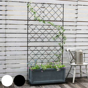 フェンス プランター台付フェンス 高さ192cm ( ガーデンフェンス プランター プランターラック フラワーラック スチール おしゃれ 室内 屋外 フラワースタンド プランター台 鉢置き 飾り台