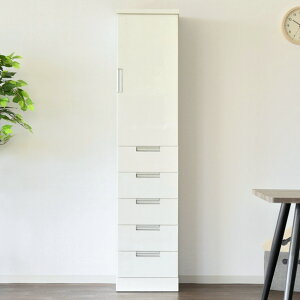 食器棚 幅30cm スリム 木扉 引出し5段 日本製 ( カップボード 収納 棚 ラック 食器収納 完成品 キッチン 脱衣所 ホワイト 隙間収納 引き出し シンプル 五段 )【39ショップ】