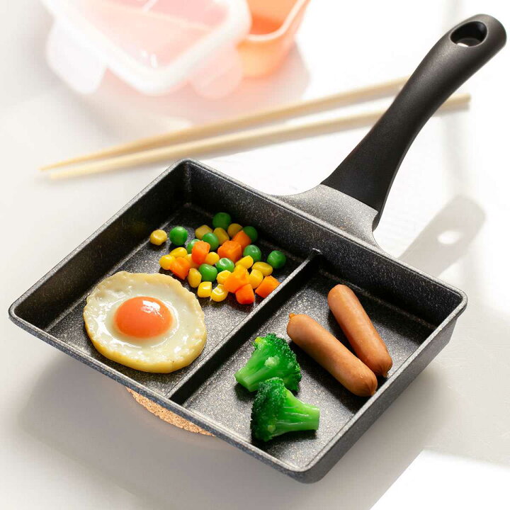 フライパン 仕切り付き IH対応 マーブルツインパンNEO （ ガス火 IH 対応 玉子焼き器 卵焼き器 仕切り付きフライパン ツインパン  マーブルコート 卵焼き 卵1個 玉子1個 角型フライパン 朝食 お弁当作り 調理器具 時短調理 同時調理 ） 【39ショップ ...