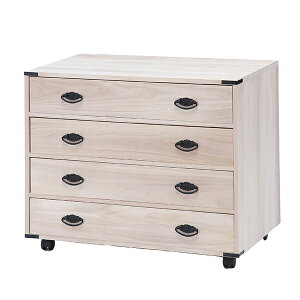 桐チェスト 4段 クローゼット収納 キャスター付 幅75cm ( 送料無料 チェスト 桐たんす 桐 タンス たんす 箪笥 桐箪笥 桐タンス 桐衣装箱 和箪笥 キャスター 着物 衣類収納 着物収納 幅75 完成