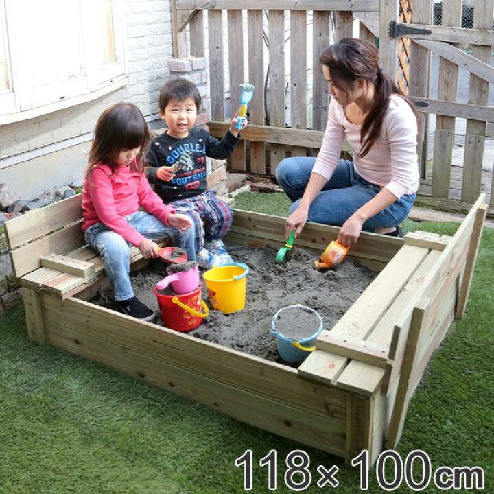 楽天市場】砂場 フタ付 開閉式 118×100cm 木製砂場 （ 送料無料 蓋付き 