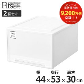 収納ケース Fits フィッツケース クローゼット ワイドL-53 2個セット （ フィッツ 衣装ケース クローゼット収納 収納 幅44 奥行53 高さ30 天馬 ホワイト 白 日本製 ケース 引き出し 収納ボックス プラスチック 積み重ね 押し入れ ） 【39ショップ】