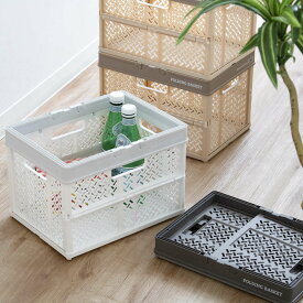 収納ボックス 折りたたみ カゴ バスケット S M L （ プラスチック 収納ケース コンテナ コンパクト 収納 持ち手付き コンテナボックス 積み重ね スタッキング B5 A4 B4 サイズ アウトドア ）【39ショップ】