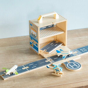 おもちゃ ウッドボックス 飛行機 木製 ( 木製おもちゃ 木のおもちゃ ひこうき 玩具 3歳 子ども キッズ 幼児 男の子 知育玩具 知育 ヘリコプター 飛行場 乗り物 ボックス付き 持ち運び プレゼ