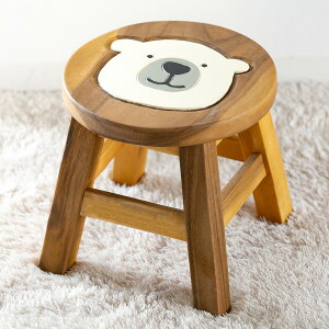 スツール シロクマ 木製 天然木 丸椅子 ( 丸 ウッドスツール 子ども 椅子 キッズ ミニチェア ミニスツール 完成品 小さい イス 玄関 リビング インテリア かわいい しろくま くま )【39ショ