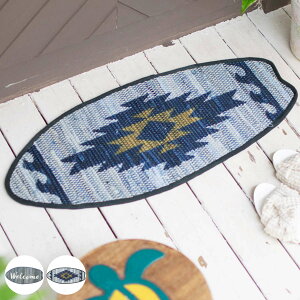 玄関マット 室内用 30×70cm サーフボード ( 玄関 マット 屋内 室内 厚さ1cm デニム チンディ フロアマット ドアマット 綿100% 玄関用品 エントランスマット ポコポコ 北欧 インテリア おしゃれ